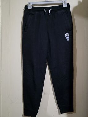 Kids Black Jogger Sweatpants with Embroidered Patch Used XL Juniors